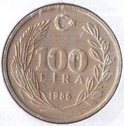 TURCJA 100 lirów 1988, KM# 967, XF