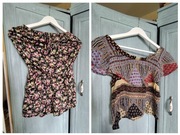 Krótki letni kombinezon, cienka bluzka przewiewna hiszpanka