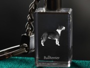 Bullterrier brelok sześcienny ŚWIECĄCY