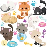 Naklejki na ścianę dla dzieci KOTY KOTKI 50x100cm