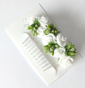 Grzebyk stroik ozdoba do włosów I komunia chrzest roczek urodziny różyczki