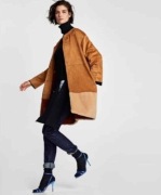 ZARA płaszcz narzutka kożuch camel z futrem faux suede rozm. S 36 NOWY