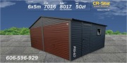 Garaż blaszany. 6x5 m. Bramy podnoszone. Drzwi. Okno.