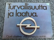 Opel – oryginalna broszura „Turvallisuutta ja laatua” Finlandia lata 70/80