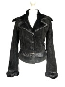 Nowa kurtka z zamszu Benetton z futrem z królika, M (38)