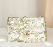 Torebka na łańcuszku - Jasna zieleń i biel