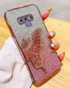 ETUI BROKAT GUMA CASE SAMSUNG GALAXY NOTE 9 MOTYL RÓŻOWE