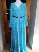 Niebieska wiskozowa maxi sukienka plus size r.50/52 Bonprix 