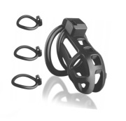 Lekki mały czarny pas cnoty Chastity klatka na penisa 3 Oringi M