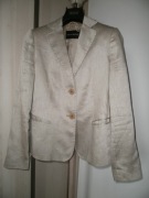 EMPORIO ARMANI BEŻ LNIANY WISKOZA CUPRO PIĘKNY! + APASZKA JEDWAB 36 S