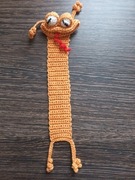 Żaba jasny pomarańczowa na szydełku kordonek zakładka do książki zabawka 