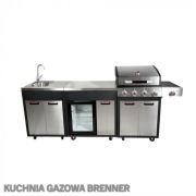 Nowoczesna kuchnia tarasowa ogrodowa gazowa z grillem kranem i lodówką