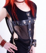 TUNIKA BLUZKA KRZYŻ siatka ćwieki suwaki SEXY M