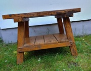 Stary drewniany stołek / ława / stolik – lite drewno, rustykalny