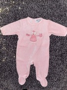 Pajacyk różowy dla dziewczynki noworodek z ciepłego misia rozmiar 56