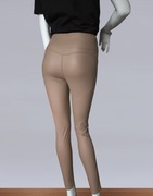 Legginsy eko skóra M.Sara push up, delikatne ocieplenie beż XS - XL