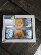 Filiżanki porcelanowe Fine Porcelain bambusowe podstawki