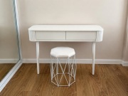 Nowoczesna biała (kość słoniowa) toaletka 100cm x 40cm + taboret - NOWA