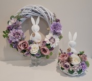 Zestaw Wianek i stroik na stół wiosenny Wielkanocny rękodzieło