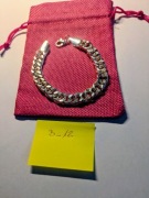 Bransoletka z płaskiego łańcuszka o szerokości 10 mm, posrebrzana B_12