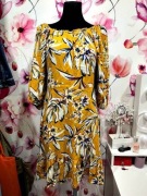 f&f sukienka musztardowa kwiaty nowa viscoza hit roz.40