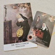 relikwia obrazek św.Rita medalik+obrazek j.Polski