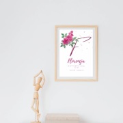 Metryczka Inicjał z kwiatami - do druku - prezent