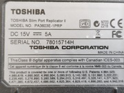 TOSHIBA Slim Port Replicator II, model PA3603E-1PRP.