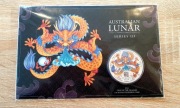 Moneta srebrna 1 OZ uncja w karcie SILVER Dragon 2024 Kolorowy smok 