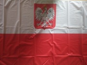 Polska flaga z godłem duża 110x73 cm z przeszyciem na maszt