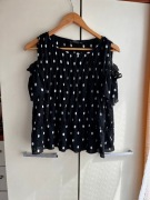 36 S Zara czrna bluzka w białe grochy krótki rękaw