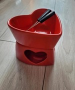 zestaw do gorącej czekolady serce ceramiczny czerwony