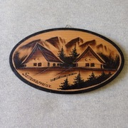 Pamiątka plakietka drewno Szczawnica PRL lata 70-te 15,5 cm