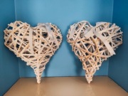 Serca z kokardami wiklinowe białe ozdoba (12)