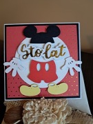 Kartka ręcznie robiona. Urodziny.Myszka Miki . 3D. Gratis!