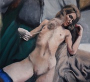 "Źdźbło" obraz olejny, akt - Kamila Ossowska