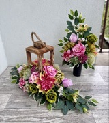 Komplet nagrobny stroik bukiet wazon lampion