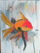 Rybka akwariowa namalowana akrylem 30X40