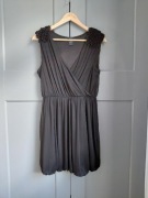 Czarna sukienka bombka drapowana pagony H&M  S/36