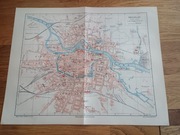 Stary Plan miasta Wrocław, Breslau 1885r ANTYK