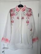 Zeta otto malowana koszula struktura lnu oversize 50 52 54