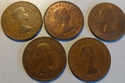 5 szt - ONE PENNY -  Elżbieta II