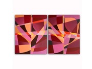 Dyptyk akrylowy, obraz na płótnie - abstrakcja geometryczna, 50x40 cm