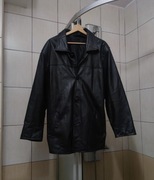 płaszcz męski skórzany czarny skóra naturalna licowa miękka fason 