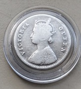 Indie 2 Annas 1876 r Wiktoria srebro 