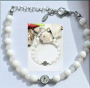 BRANSOLETKA KAMIEŃ AKWAMARYN JADEIT KOMUNIA ŚW.BENEDYKT JEZUS  