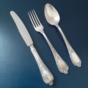 Posrebrzane antyczne sztućce Ericha Marxa plater