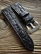 Pasek do zegarka 26 mm czarny handmade skóra naturalna ręcznie robiony