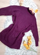 MOHITO XXS (32) Długi Śliwkowy Sweter z Golfem, Oversize 