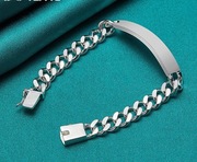 Srebrna Silver Sterling 925 bransoleta męska pancerka z blaszką 20cm 10mm °